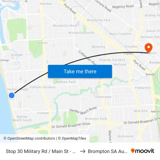 Stop 30 Military Rd / Main St - West side to Brompton SA Australia map