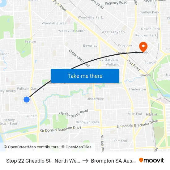 Stop 22 Cheadle St - North West side to Brompton SA Australia map