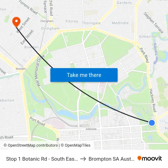 Stop 1 Botanic Rd - South East side to Brompton SA Australia map