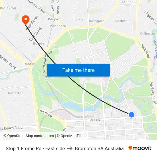 Stop 1 Frome Rd - East side to Brompton SA Australia map