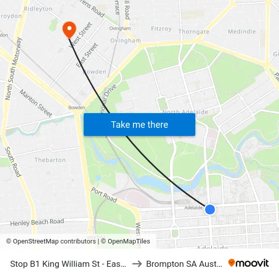 Stop B1 King William St - East side to Brompton SA Australia map