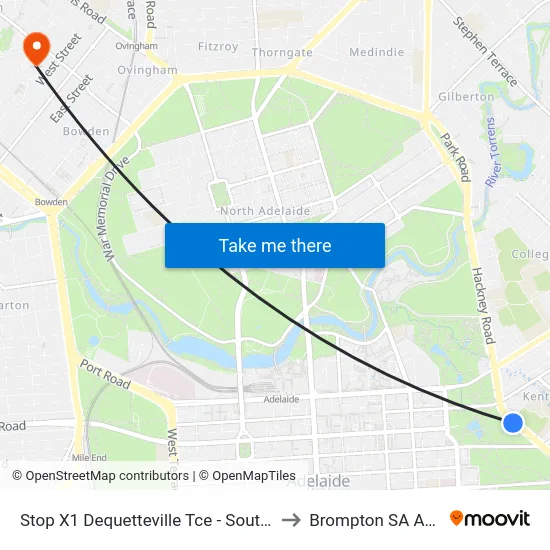 Stop X1 Dequetteville Tce - South West side to Brompton SA Australia map
