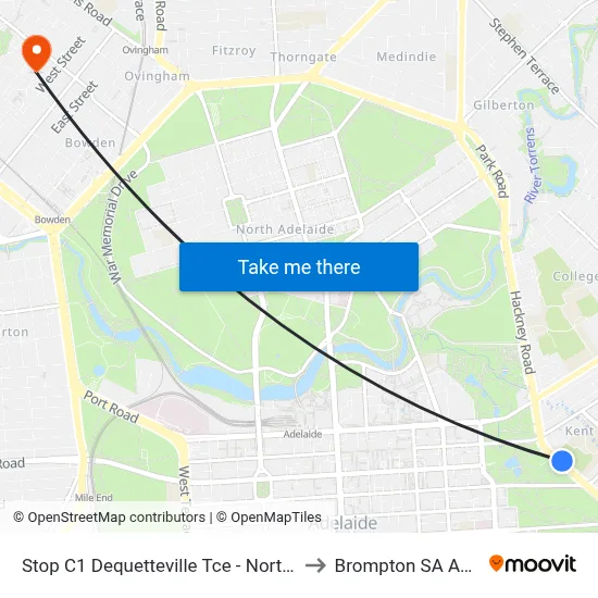 Stop C1 Dequetteville Tce - North East side to Brompton SA Australia map