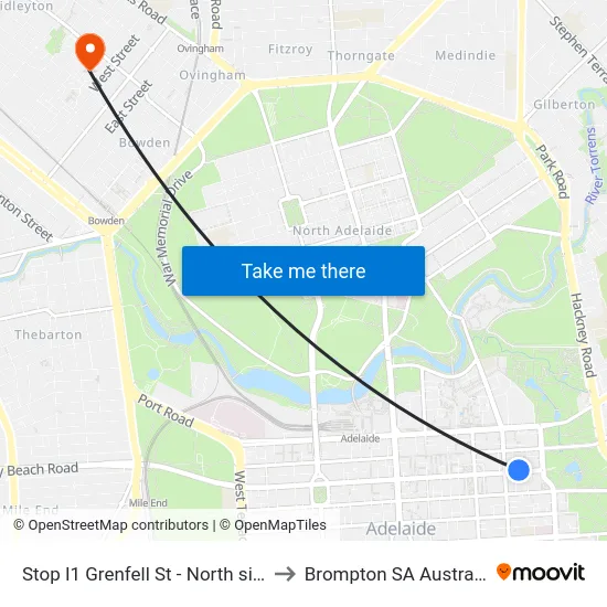 Stop I1 Grenfell St - North side to Brompton SA Australia map