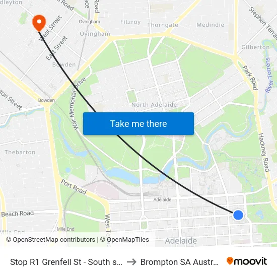 Stop R1 Grenfell St - South side to Brompton SA Australia map