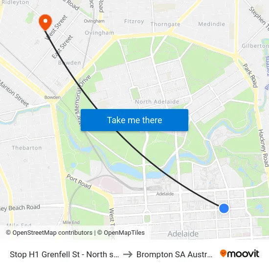 Stop H1 Grenfell St - North side to Brompton SA Australia map