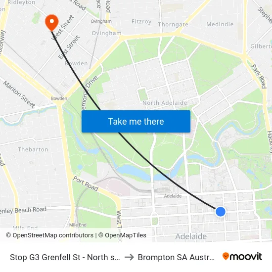 Stop G3 Grenfell St - North side to Brompton SA Australia map