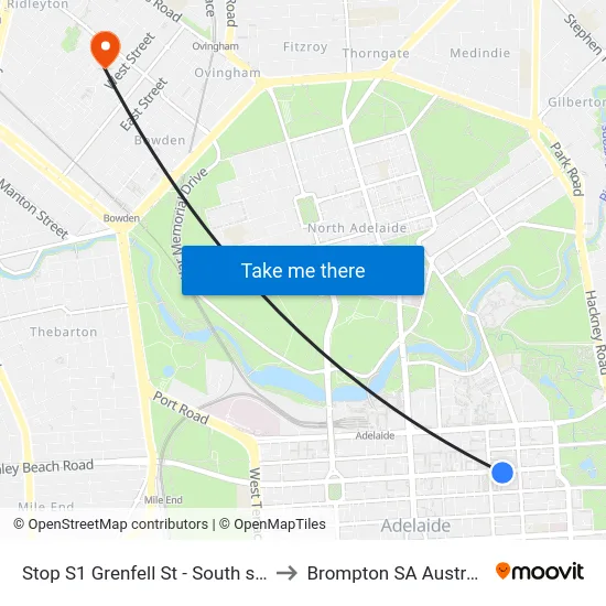 Stop S1 Grenfell St - South side to Brompton SA Australia map
