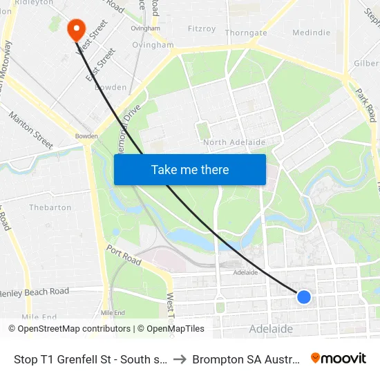 Stop T1 Grenfell St - South side to Brompton SA Australia map