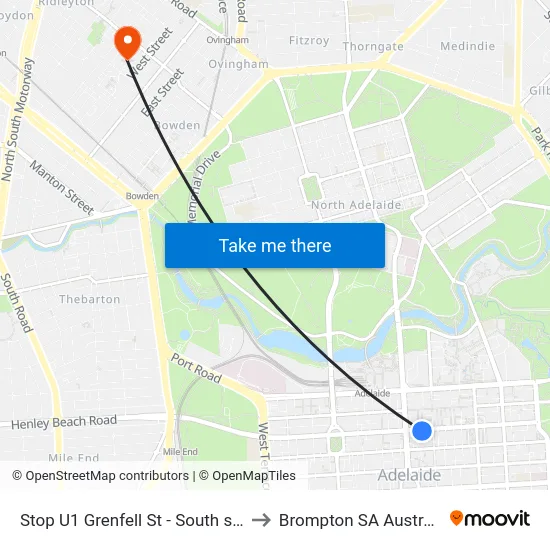 Stop U1 Grenfell St - South side to Brompton SA Australia map