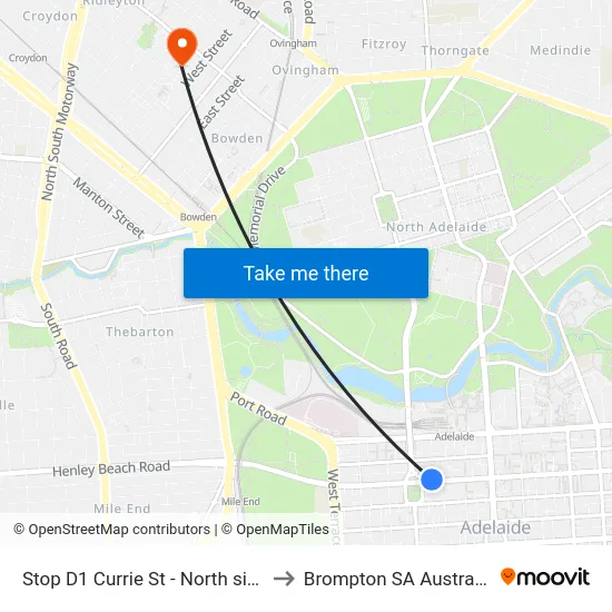 Stop D1 Currie St - North side to Brompton SA Australia map