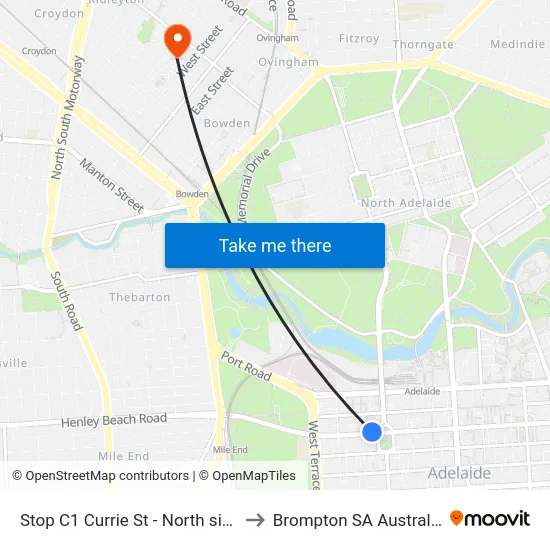 Stop C1 Currie St - North side to Brompton SA Australia map