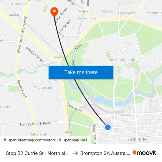 Stop B2 Currie St - North side to Brompton SA Australia map