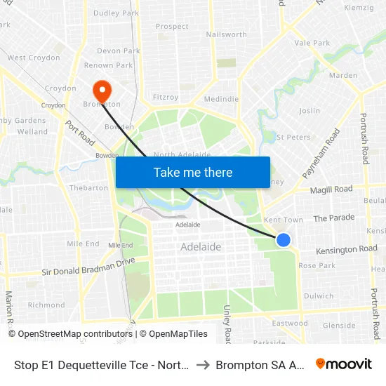 Stop E1 Dequetteville Tce - North East side to Brompton SA Australia map