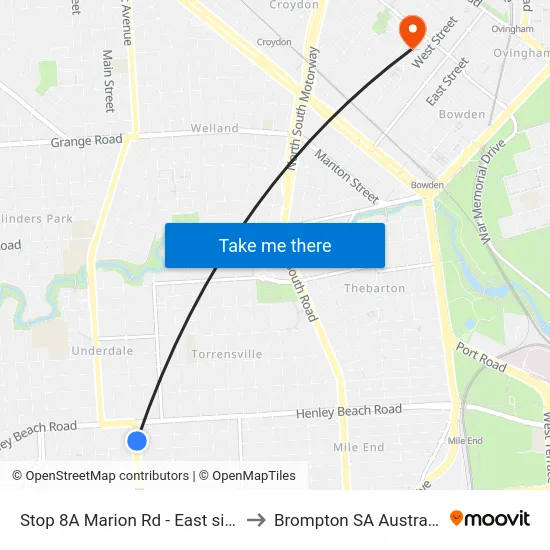 Stop 8A Marion Rd - East side to Brompton SA Australia map