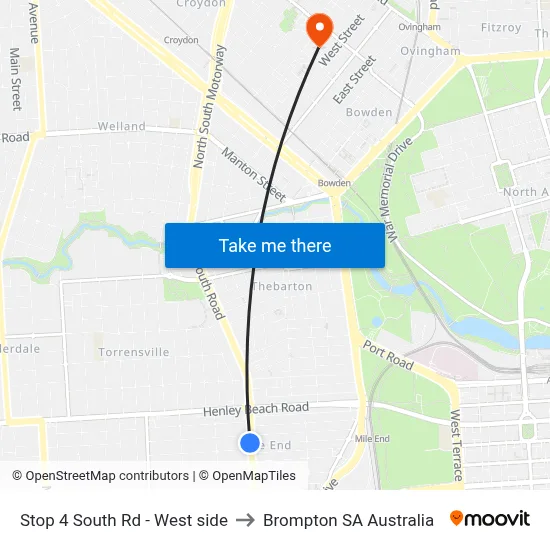 Stop 4 South Rd - West side to Brompton SA Australia map