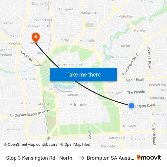 Stop 3 Kensington Rd - North side to Brompton SA Australia map