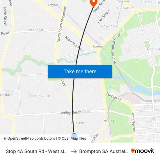 Stop 4A South Rd - West side to Brompton SA Australia map