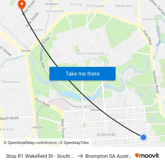 Stop R1 Wakefield St - South side to Brompton SA Australia map