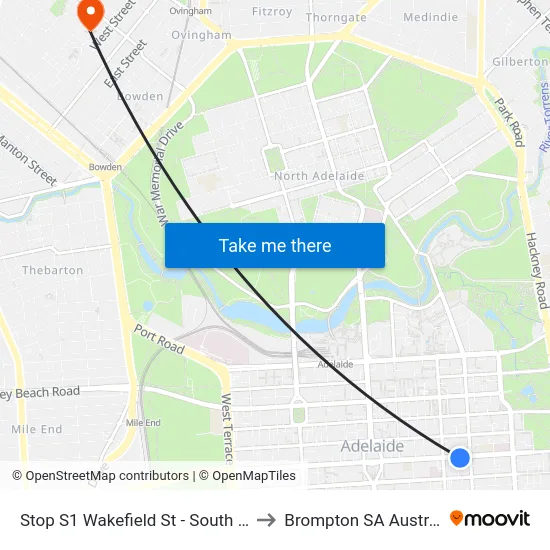 Stop S1 Wakefield St - South side to Brompton SA Australia map