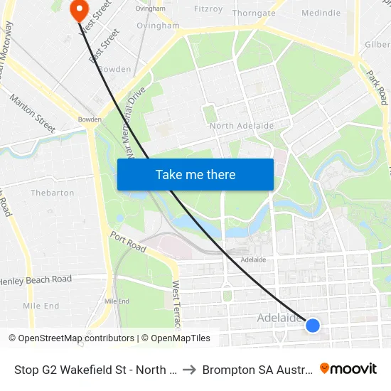 Stop G2 Wakefield St - North side to Brompton SA Australia map