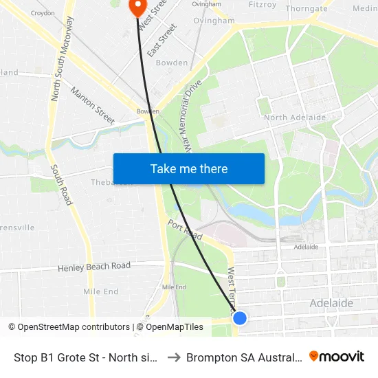 Stop B1 Grote St - North side to Brompton SA Australia map