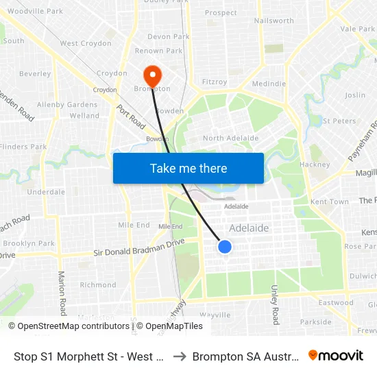 Stop S1 Morphett St - West side to Brompton SA Australia map