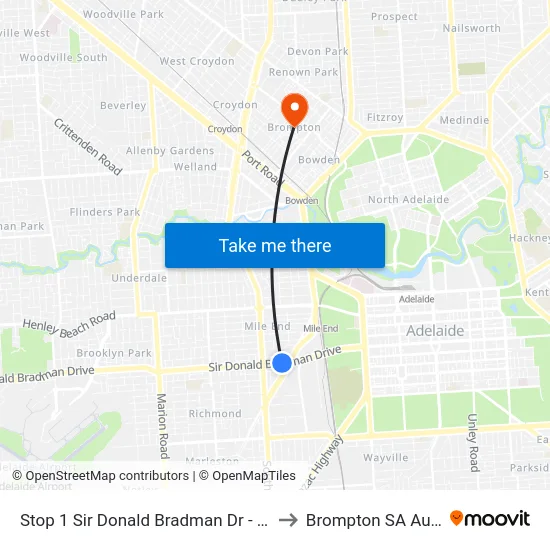 Stop 1 Sir Donald Bradman Dr - North side to Brompton SA Australia map