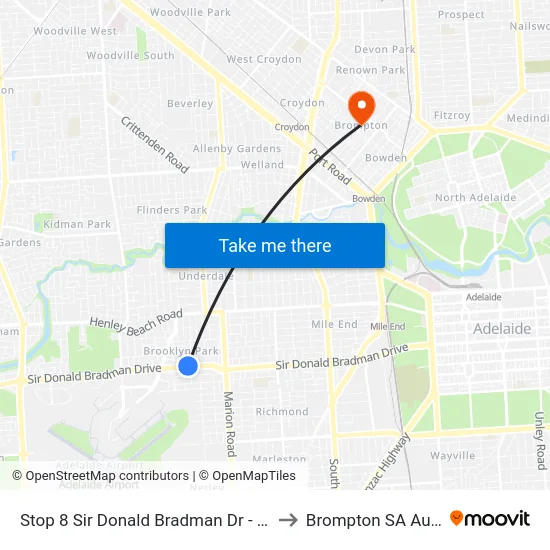 Stop 8 Sir Donald Bradman Dr - North side to Brompton SA Australia map