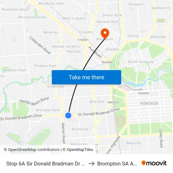 Stop 6A Sir Donald Bradman Dr - North side to Brompton SA Australia map
