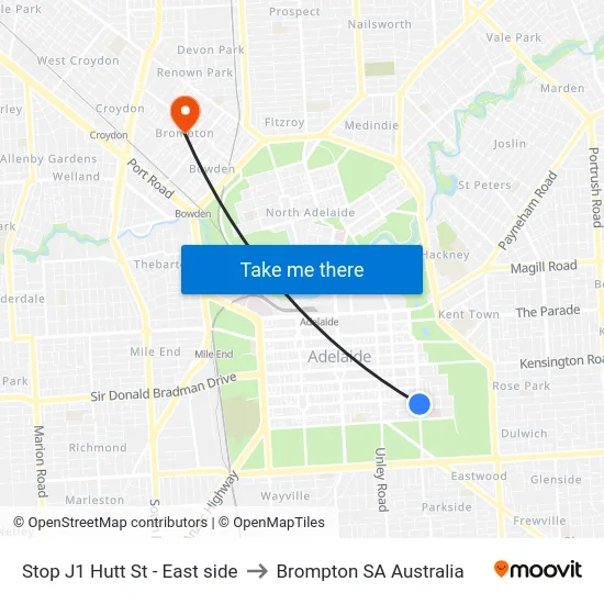 Stop J1 Hutt St - East side to Brompton SA Australia map