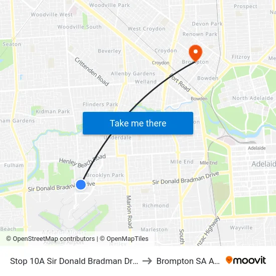 Stop 10A Sir Donald Bradman Dr - North side to Brompton SA Australia map