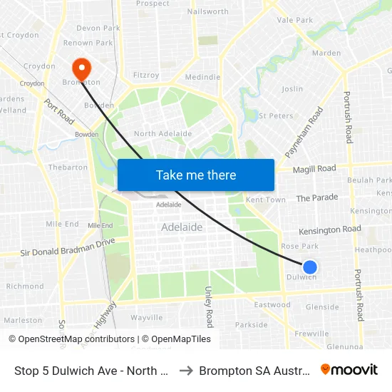 Stop 5 Dulwich Ave - North side to Brompton SA Australia map