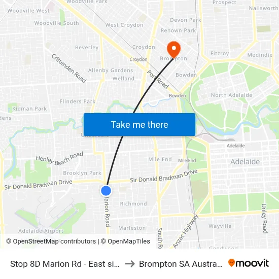Stop 8D Marion Rd - East side to Brompton SA Australia map