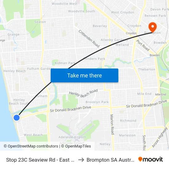 Stop 23C Seaview Rd - East side to Brompton SA Australia map