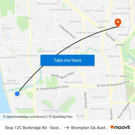 Stop 12C Burbridge Rd - South side to Brompton SA Australia map