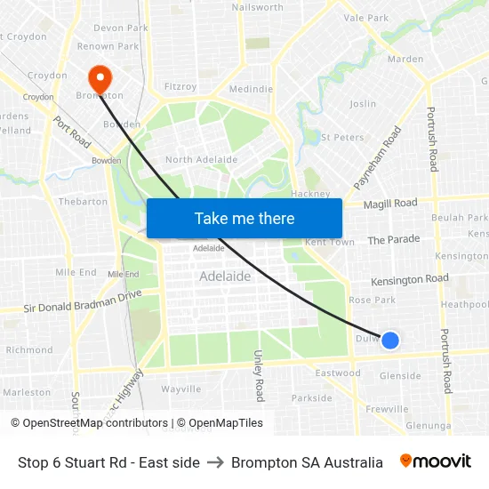 Stop 6 Stuart Rd - East side to Brompton SA Australia map