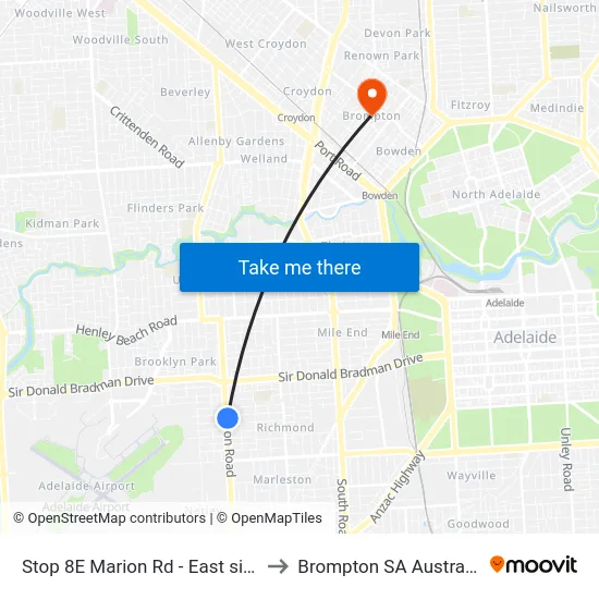 Stop 8E Marion Rd - East side to Brompton SA Australia map