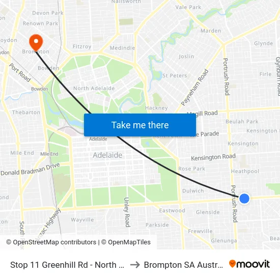 Stop 11 Greenhill Rd - North side to Brompton SA Australia map