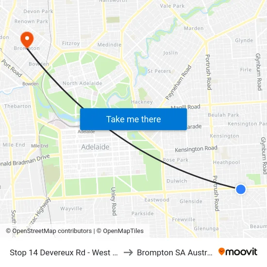 Stop 14 Devereux Rd - West side to Brompton SA Australia map