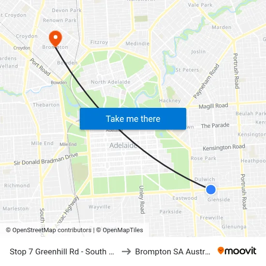 Stop 7 Greenhill Rd - South side to Brompton SA Australia map