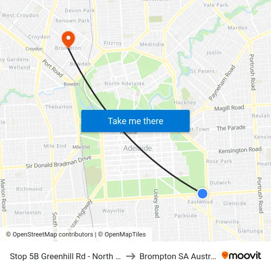 Stop 5B Greenhill Rd - North side to Brompton SA Australia map