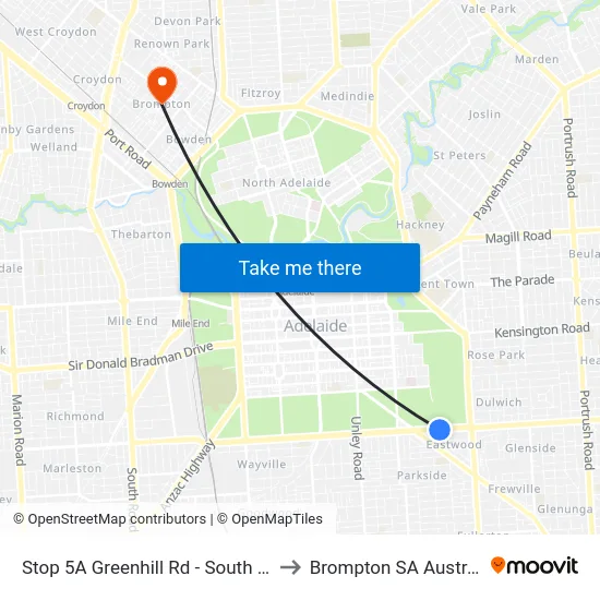 Stop 5A Greenhill Rd - South side to Brompton SA Australia map