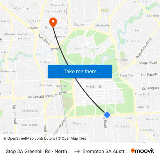 Stop 3A Greenhill Rd - North side to Brompton SA Australia map