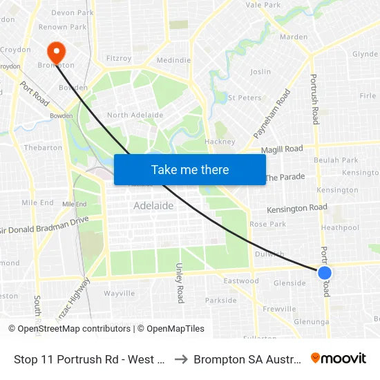 Stop 11 Portrush Rd - West side to Brompton SA Australia map