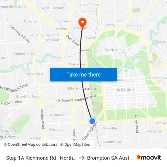 Stop 1A Richmond Rd - North side to Brompton SA Australia map
