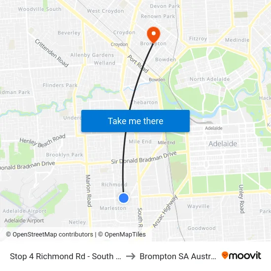 Stop 4 Richmond Rd - South side to Brompton SA Australia map