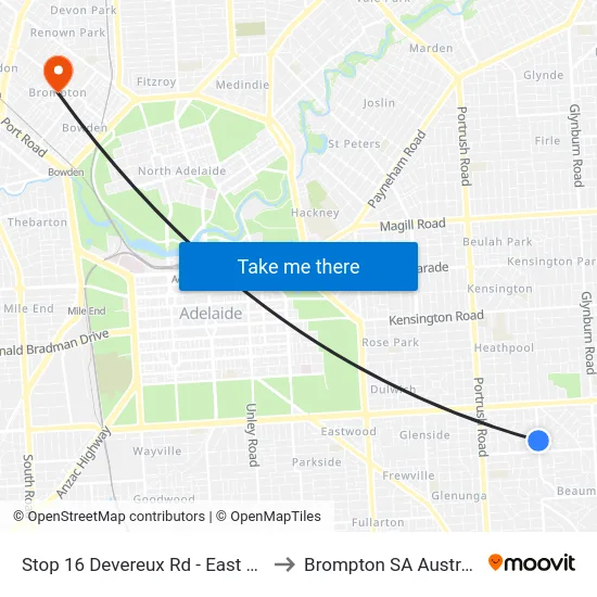 Stop 16 Devereux Rd - East side to Brompton SA Australia map