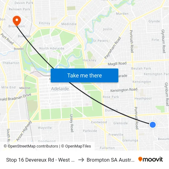 Stop 16 Devereux Rd - West side to Brompton SA Australia map