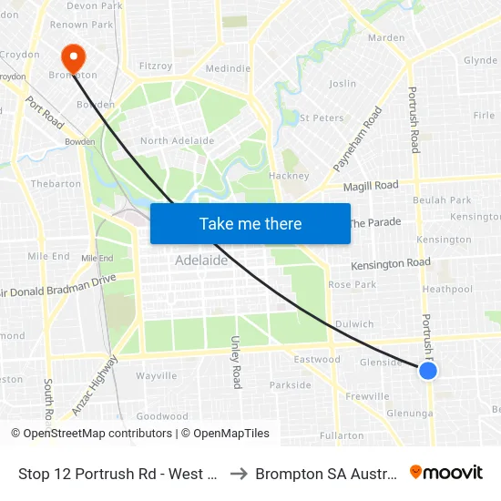 Stop 12 Portrush Rd - West side to Brompton SA Australia map